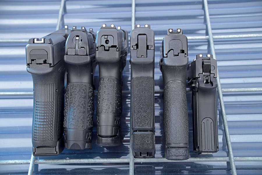 Test & Technik: Einreihige Subkompakt-Pistolen Einreihige Subkompakt-Pistolen von hinten