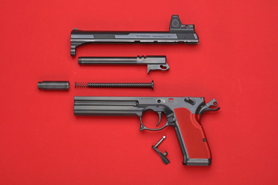 FK BRNO Field Pistol im rasanten Kaliber 7,5 FK im Test Die zerlegte FK BRNO Field Pistol.