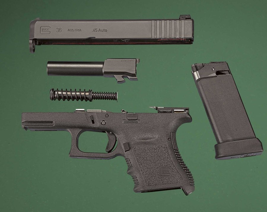 Der Schlitten der Glock 36 DIe Glock 36 zerlegt