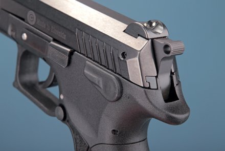 Test: Grand Power K 100 in 9 mm Luger Kimme der Grand Power K 100