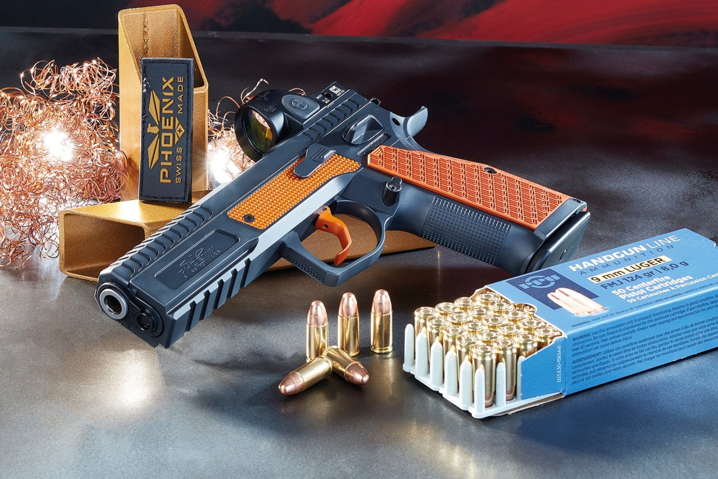 Selbstladepistole Phoenix Drake komplett von links.