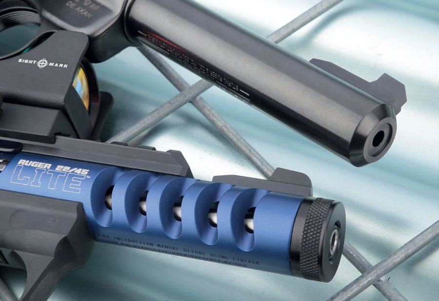 Test: Ruger Mark III Target und Ruger 22/45 Lite Blue Schraub-Visierung bei der Ruger 22/45 Lite Blue