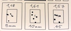 Fullsize- und kompakte Pistolen der Baureihe SIG Sauer P320 in 9 mm Luger, 10 mm Auto und .45 ACP im Praxistest Zielscheibe mit den Ergebnissen der Tests.