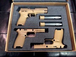 Test & Technik: XM17-Projekt Auslieferungsschachtel mit einer fertig Montierten M17, zwei Ersatzgriffstücken und zwei Ersatzmagazinen.