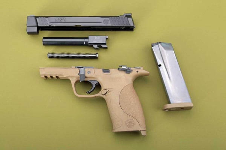 Test Militär: Smith & Wesson M & P 45 Smith & Wesson M & P 45 in zerlegter Form