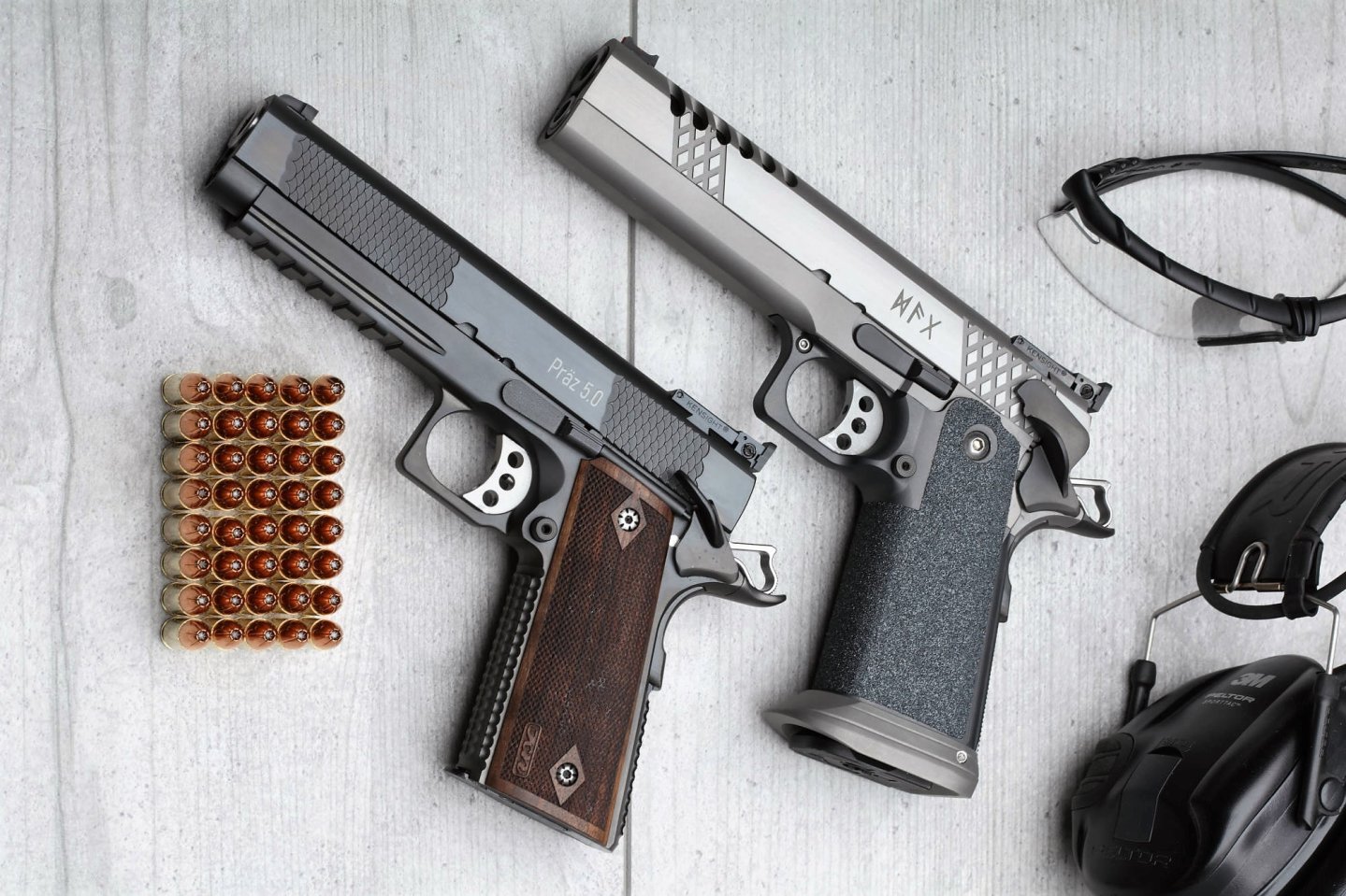 Test: STP Sport Target Pistol DAG und Club 30 Präz 5.0 – Was können die Premium-Pistolen in Kaliber 9 mm Luger? STP-Sport-Target-Pistol-1911-Club-30-Praez-5-0-und-2011-DAG-Pistolen-in-Kaliber-9-mm-luger-mit-Patronen-und-Zubehoer-uebersicht