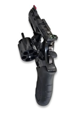 Arminius HW 357 Horrido − exklusiv bei der Alljagd gibt es für den Jäger diesen deutschen Fangschussrevolver mit Picatinny-Schiene zur Rotpunktvisier-Montage Blick auf die Visiereinrichtung des HW 357 Horrido.