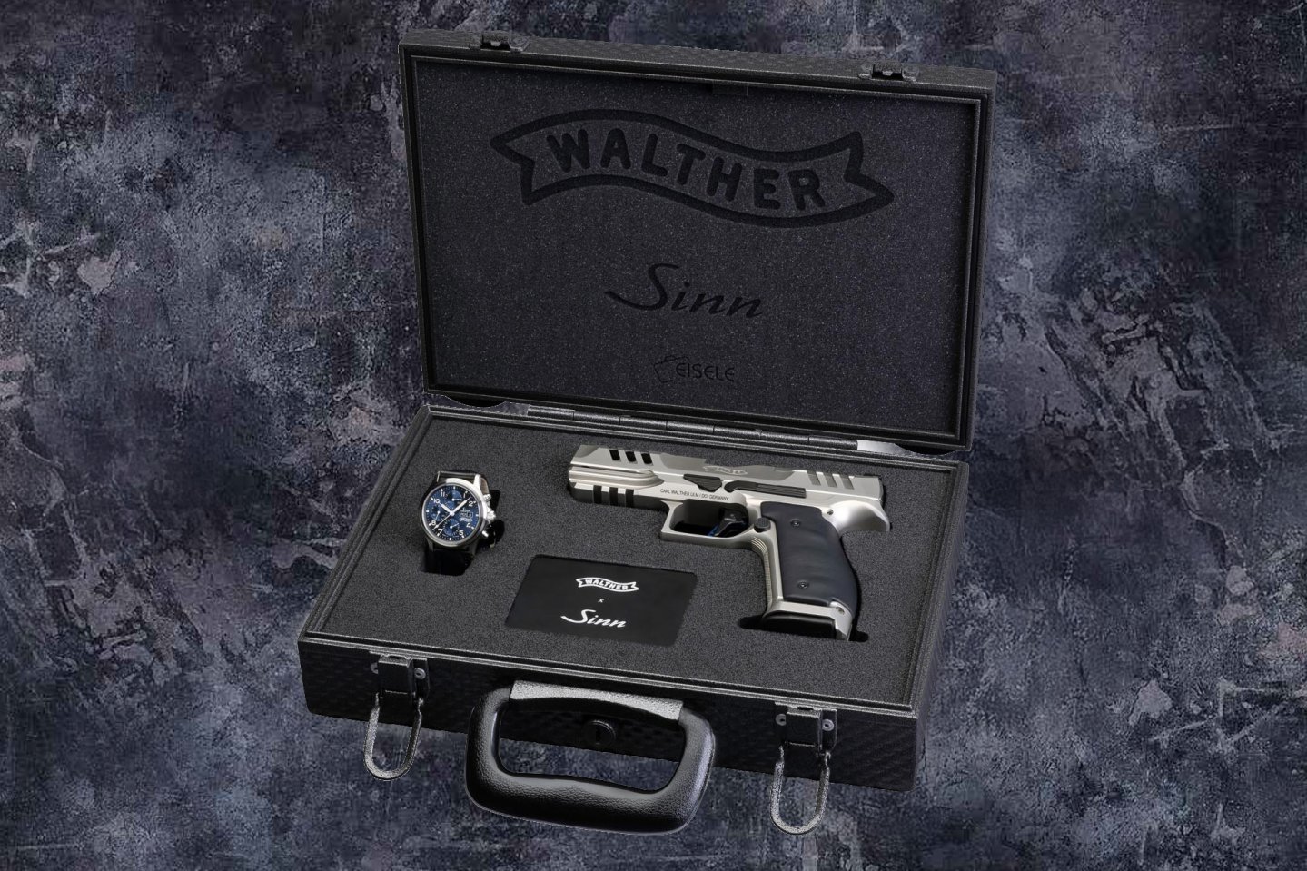 Exklusive, limitierte WALTHER x SINN Edition: Pistole PDP Steel Frame FS und Automatikuhr Sinn 358 Pistole PDP Steel Frame FS und Automatikuhr Sinn 358.