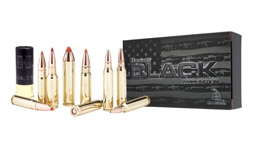 Hornady Black Munitionsserie Verpackung mit Patronen
