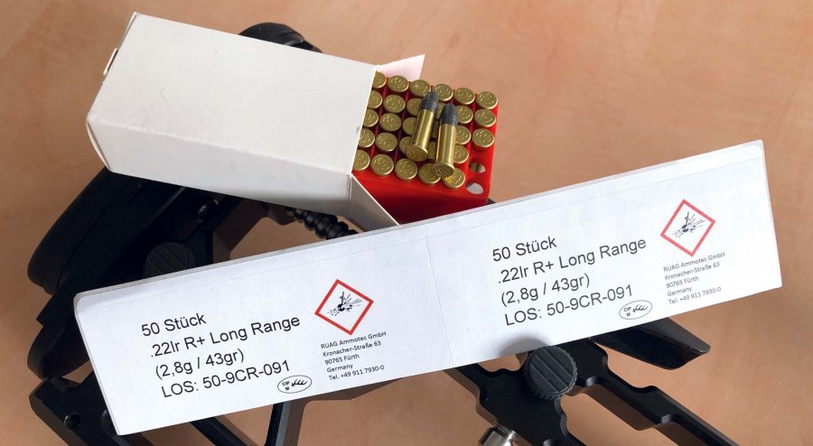 RWS R Plus Long Range in .22 l.r.: Die neue Patrone für Kleinkaliber-Long-Range im Test RWS-Patronen R Plus Long Range in Entwicklungsverpackung.