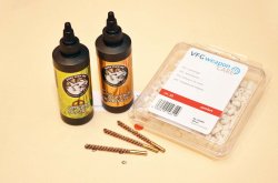 RWS R Plus Long Range in .22 l.r.: Die neue Patrone für Kleinkaliber-Long-Range im Test Solvents von Bore Tech, Bürsten und passende VFG-Filze.
