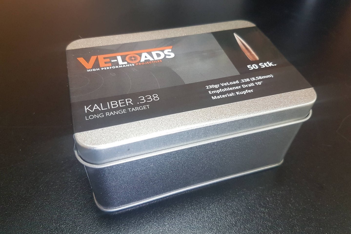 VE-Loads: Das ist der neue deutsche Hersteller von bleifreien Long-Range-Geschossen VE-Loads-Box mit Geschossen in .338