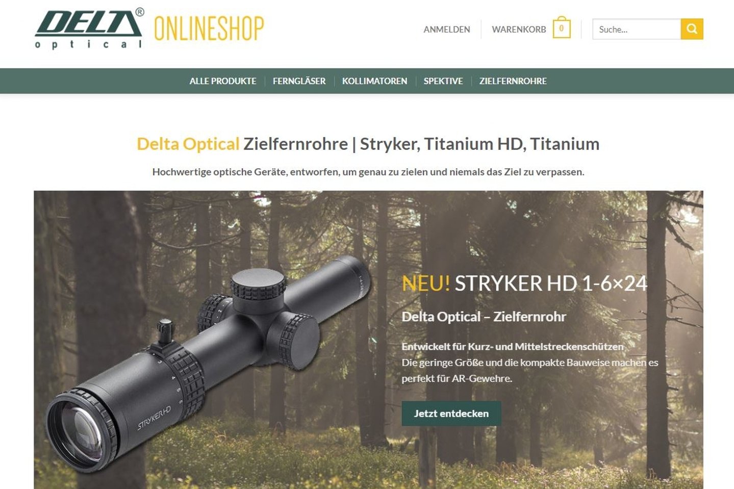 Der neue Delta Optical Online-Shop − jetzt noch übersichtlicher und intuitiver zu bedienen Startseite des Delta Optical Online-Shops