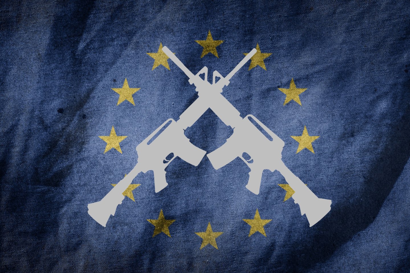 EU-Waffengesetz: Waffenlobby kämpft weiter gegen Verschärfungen Europaflagge mit Waffen