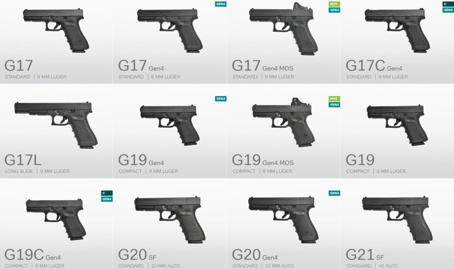 Neue Internetseite von GLOCK Pistolen-Übersicht von GLOCK auf der Webseite