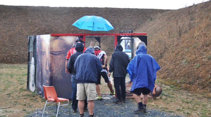 Regen auf der Stage bei der IPSC WM in Frankreich 2017