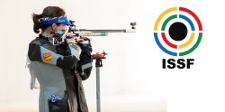 Änderung des olympischen Schießsports Sportschütze im Wettkampf mit ISSF Logo