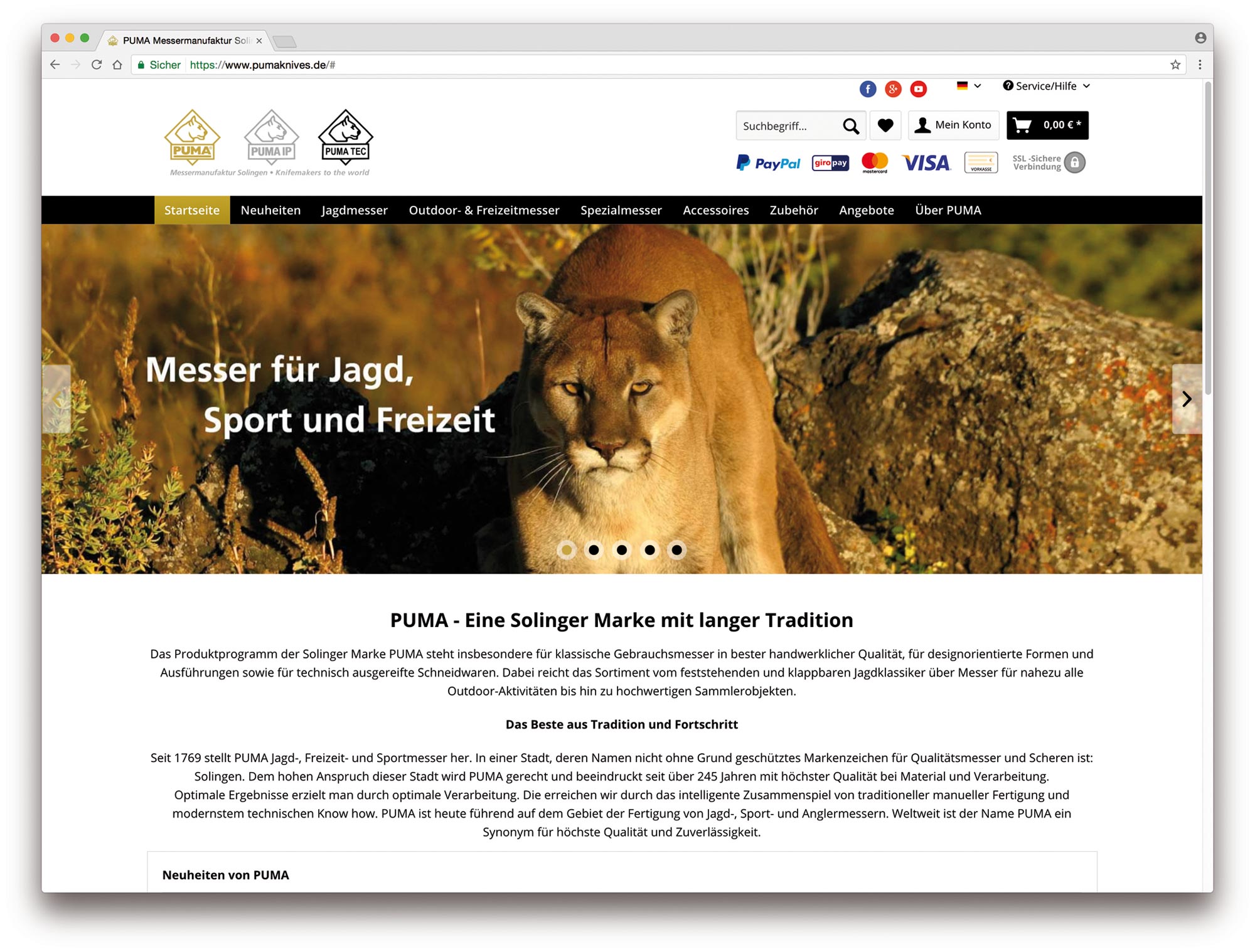 puma-messer: PUMA Messer App und neuer Online-Shop