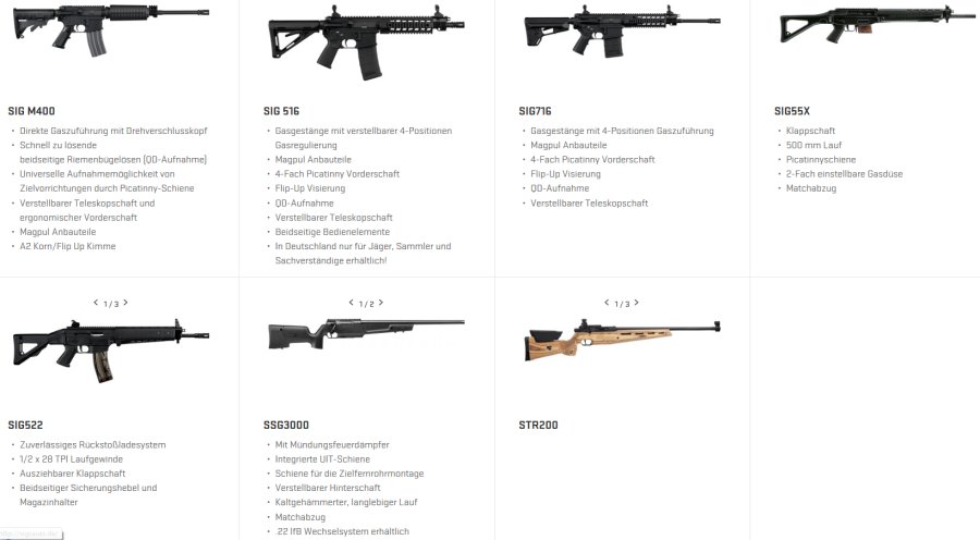 SIG SAUER Langwaffen Übersicht SIG SAUER Webseite Langwaffen Übersicht