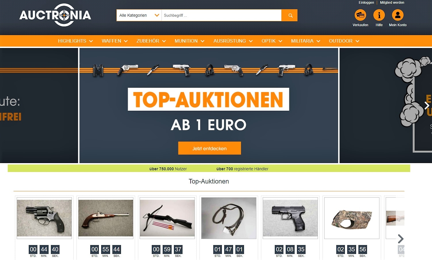 frankonia: Aktuelle Angebote auf der Auktionsplattform Auctronia: Waffen, Optik und Zubehör für Jäger und Sportschützen