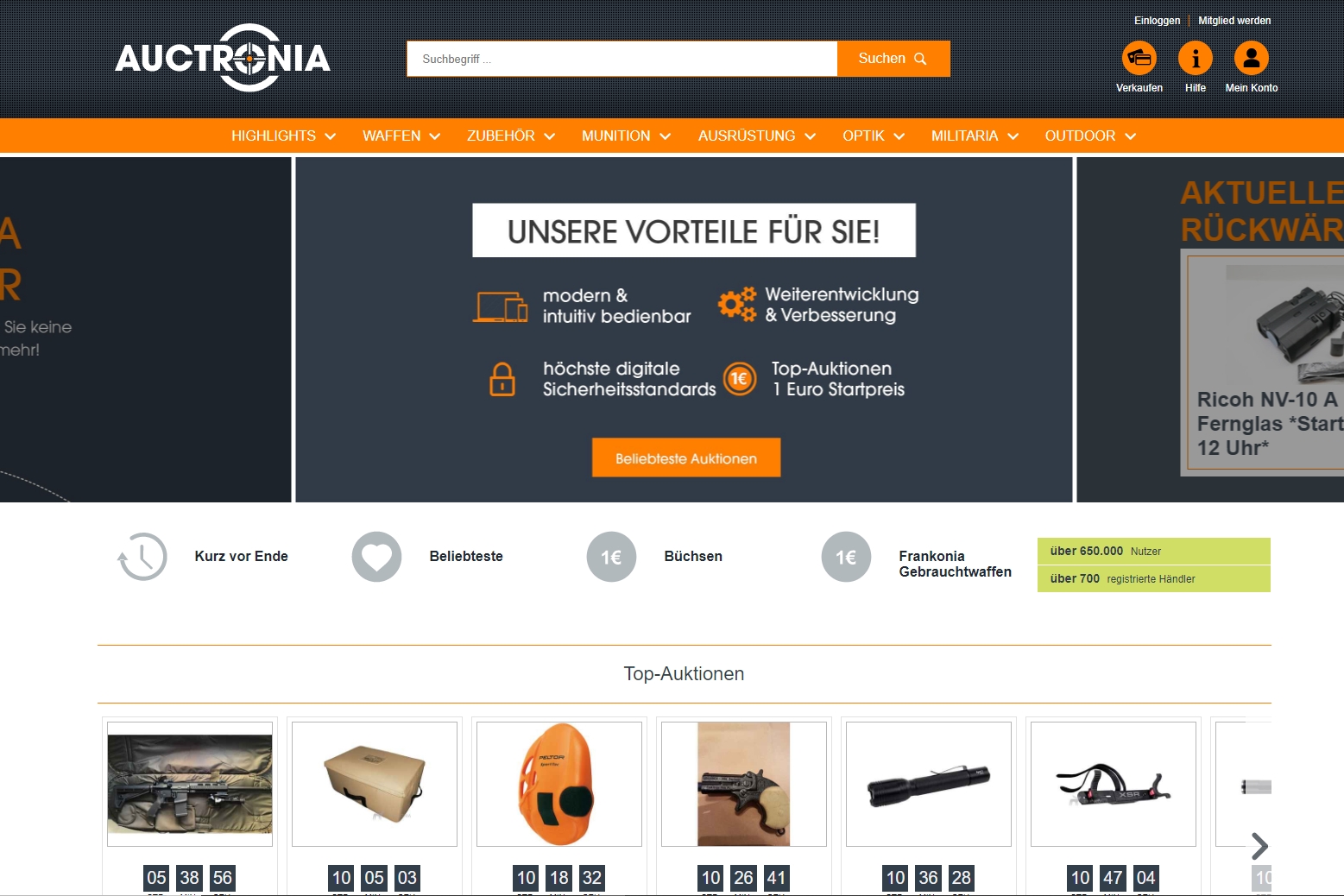 frankonia: Digitale Auktionsplattform: Waffen online kaufen bei Auctronia von Frankonia