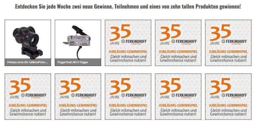 Großes Gewinnspiel bei Ferkinghoff International zum 35-jährigen Jubiläum des Unternehmens Screenshot Gewinnspiel-Webseite von Ferkinghoff International.
