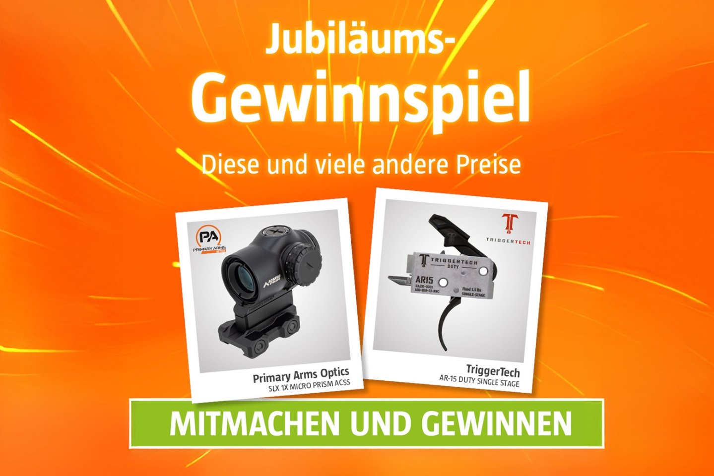 Großes Gewinnspiel bei Ferkinghoff International zum 35-jährigen Jubiläum des Unternehmens Schon bekannte Preise: Sight von PrimaryArms und Abzug von TriggerTech.