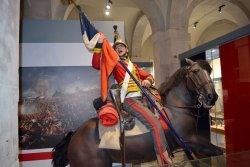 Die Geschichte der britischen Household Cavalry Lebensechte Reiterfigur der Household Cavalry bei der Schlacht von Waterloo