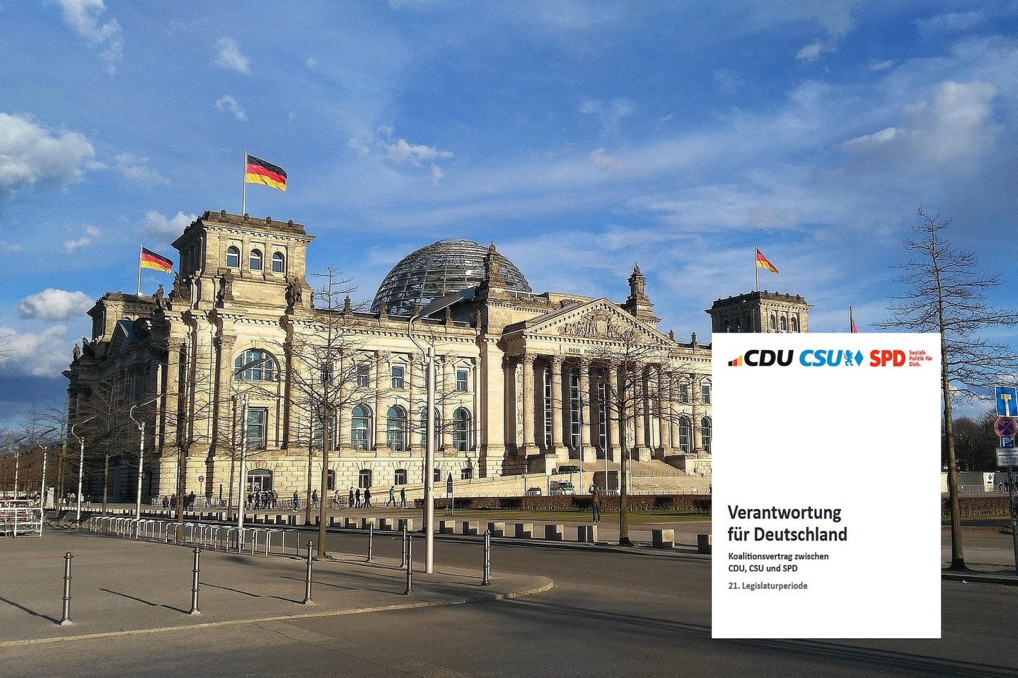 Aufmacher Reichstag mit Cover Koalitionsvertrag