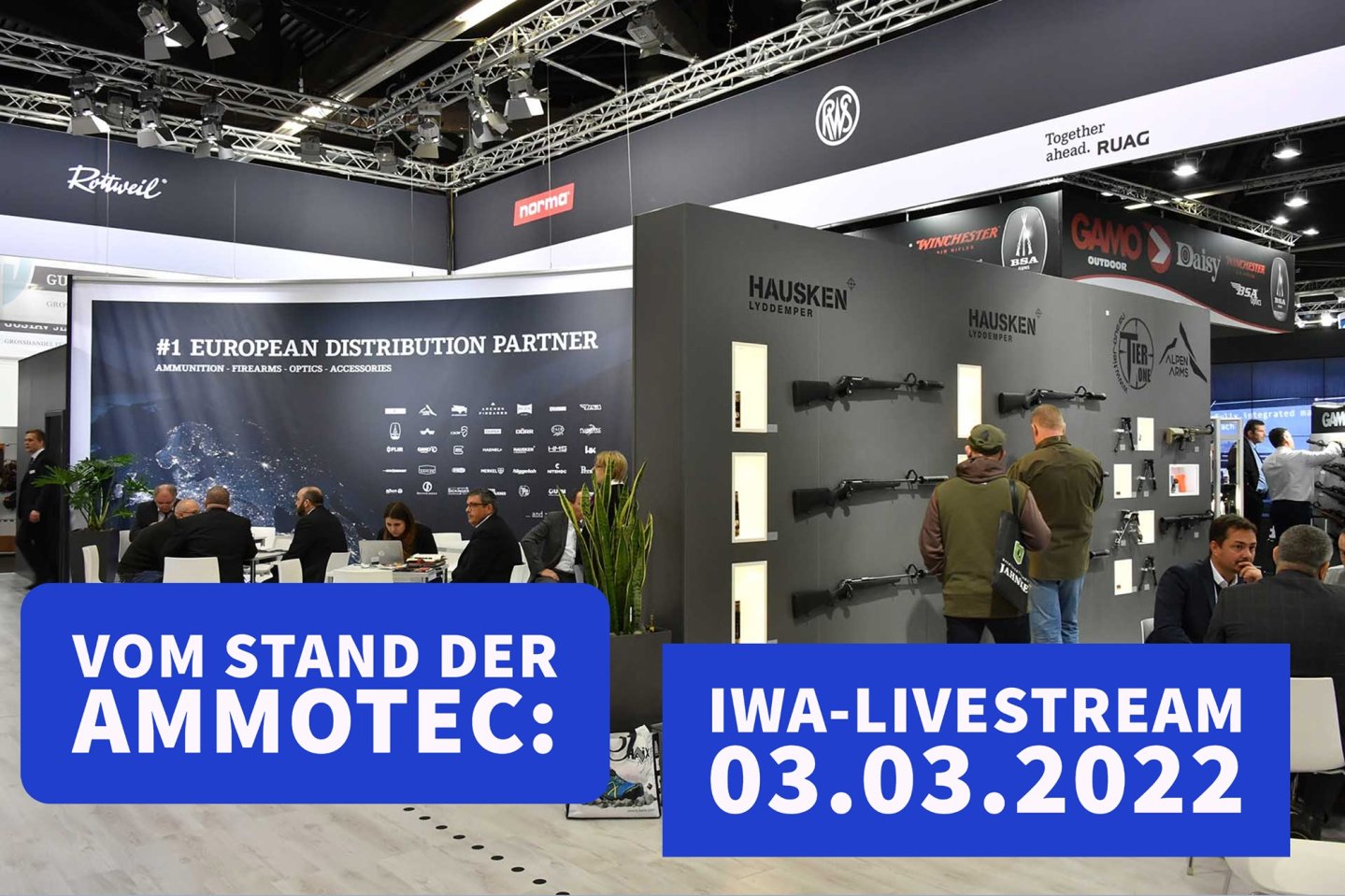 Ammotec-Livestream von der IWA 2022: Neuheiten von RWS, GECO, Norma und Hausken Stand der Ammotec auf der IWA.