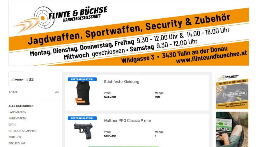 LuckyShoot.eu: Auktionsplattform für Unternehmen und Privatverkäufer – diese Dienstleistungen gibt es für Sie Shop-Seite auf LuckyShoot.eu