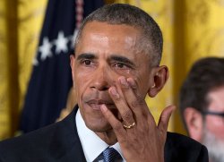 US-Präsident Obama mit Tränen