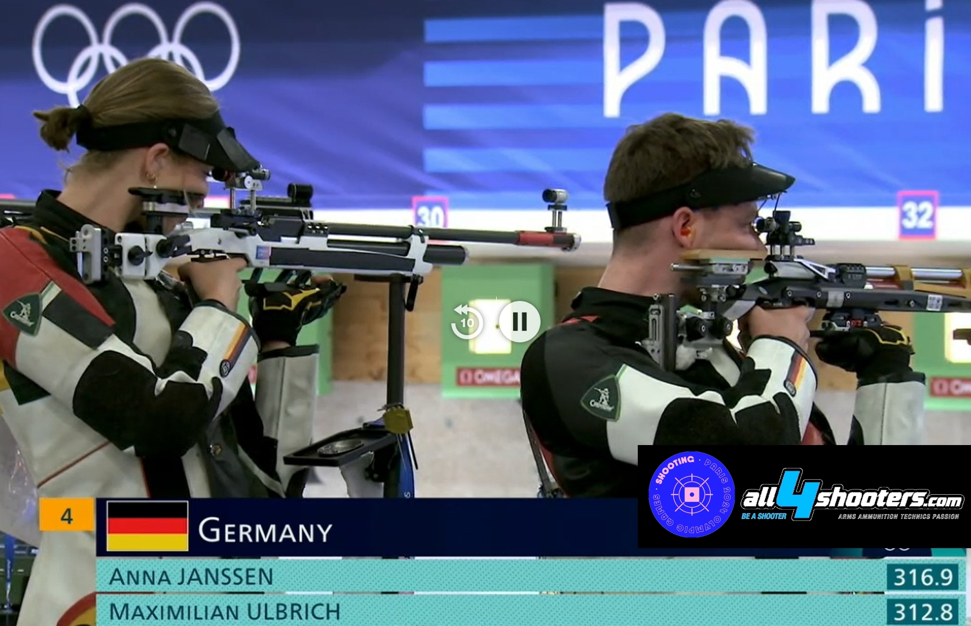 issf: Olympia 2024, Tag 1: Luftgewehr Mixed mit unglücklichem 4. Platz, dafür zwei Chancen im Luftpistolen-Finale morgen