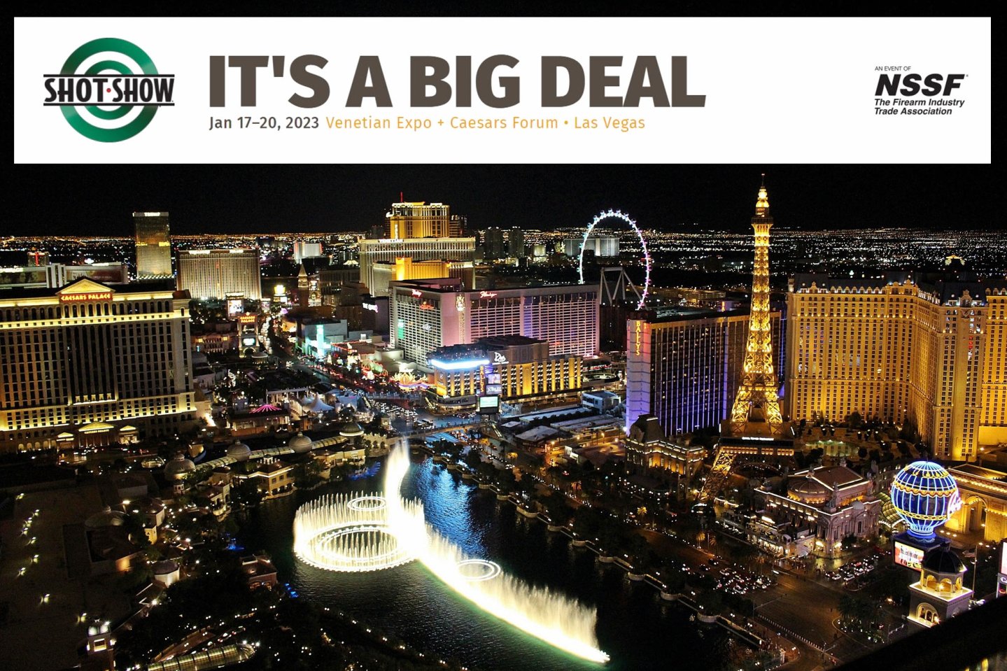 Las Vegas Strip mit SHOT Show Logo.