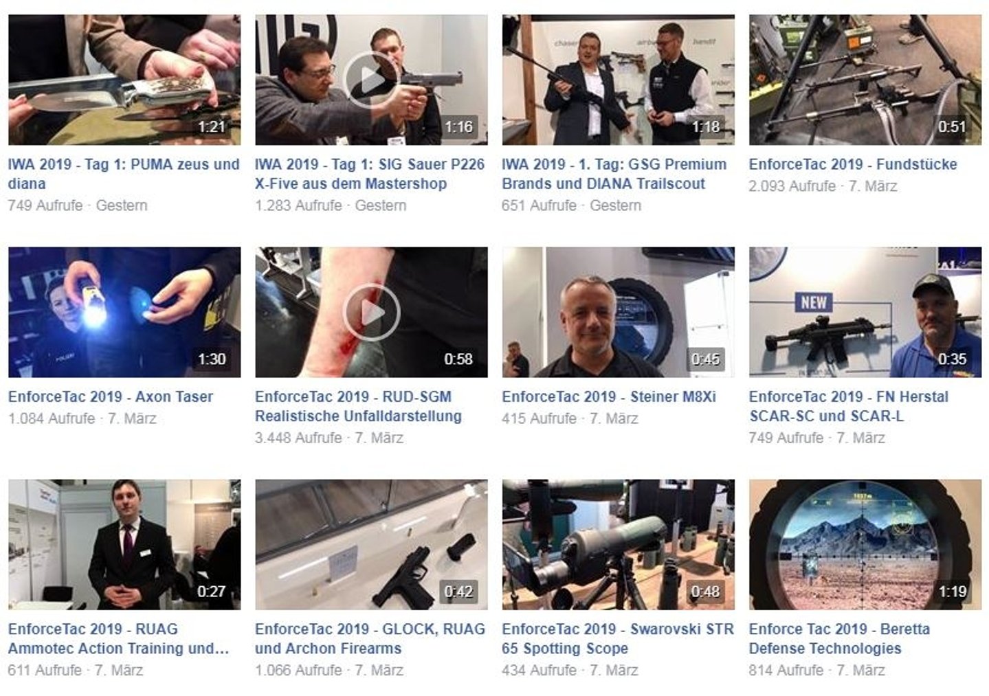 Videos von der EnforceTac 2019 und IWA OutdoorClassics 2019 Übersichtsseite mit Videos von der SHOT Show 2019.