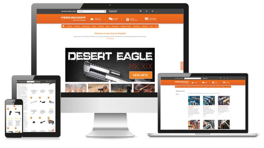 Neuer Online-Shop von Waffen Ferkinghoff Anzeige bei verschiedenen Geräten