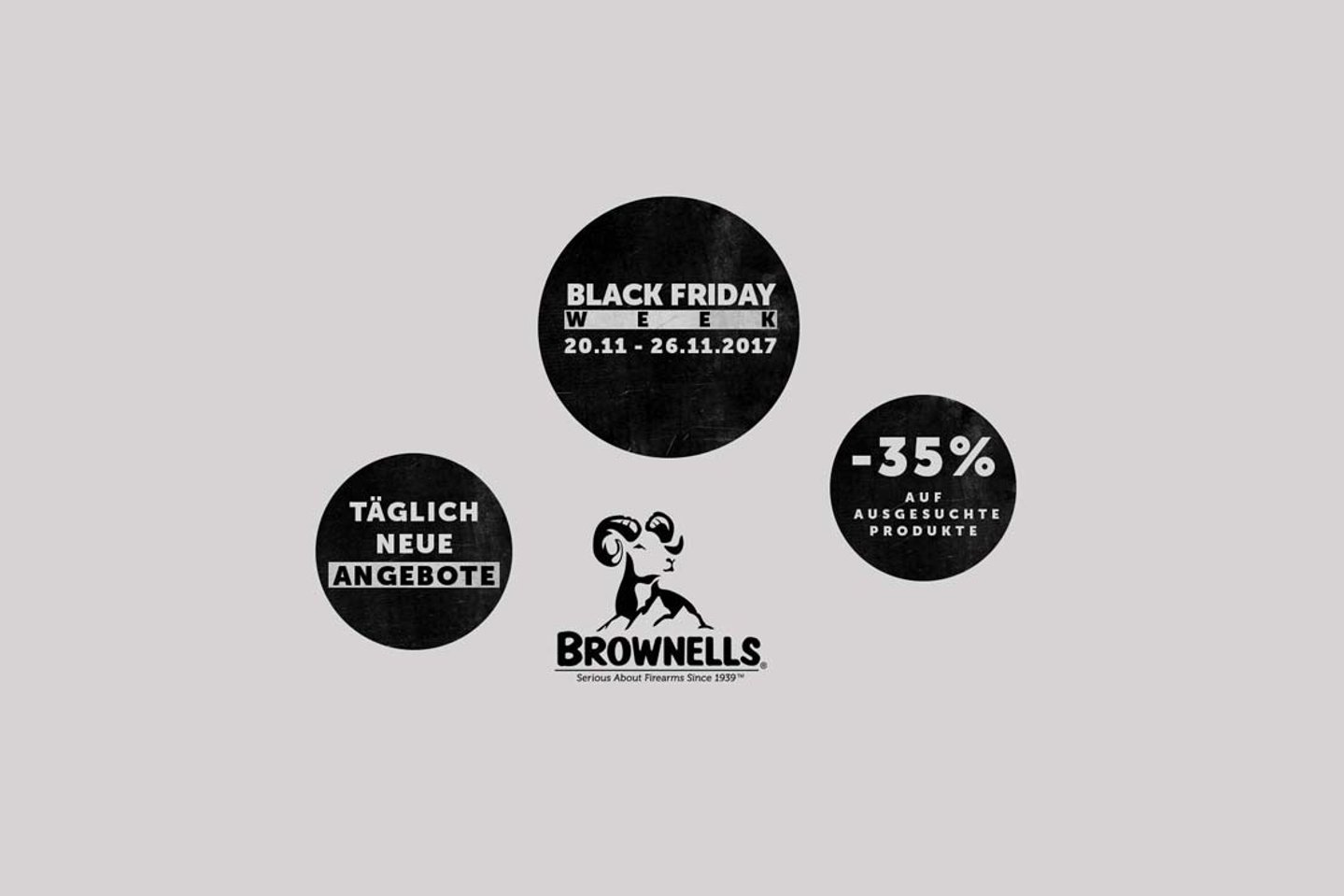 Brownells Deutschland Rabattaktion Black Friday Week 35 % Rabatt auf ausgewählte Produkte bei Brownells Deutschland