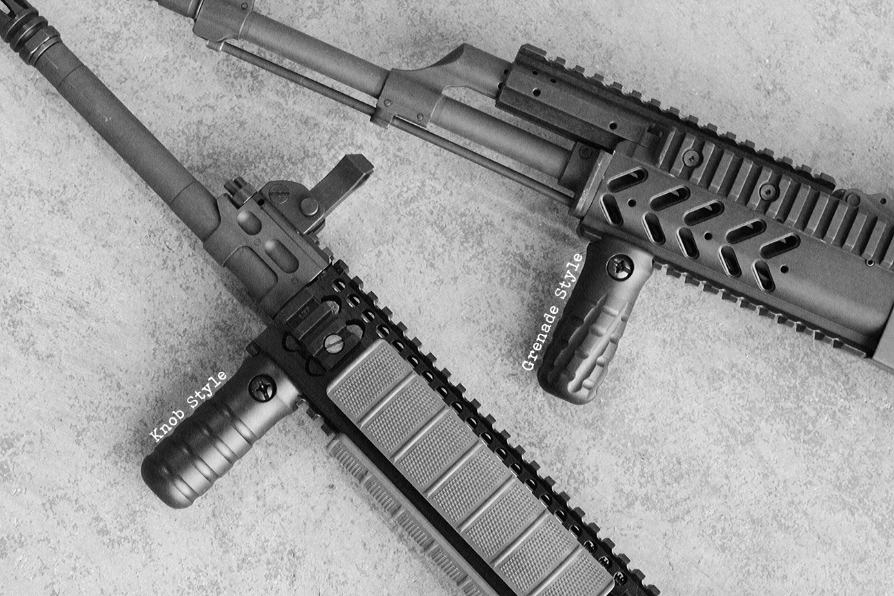 DAMAGE INDUSTRIES: Vordergriffe für Picatinny Rails "Grenade" + "Knob"