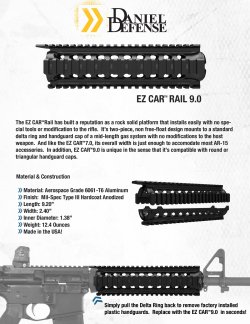 Daniel Defense EZ CAR™ Rail 9.0 Daniel Defense EZ CAR™ Rail 9.0