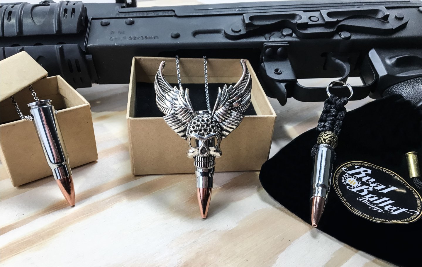 Real Bullet Schmuckdesign aus Patronen Drei Halsketten aus Patronen