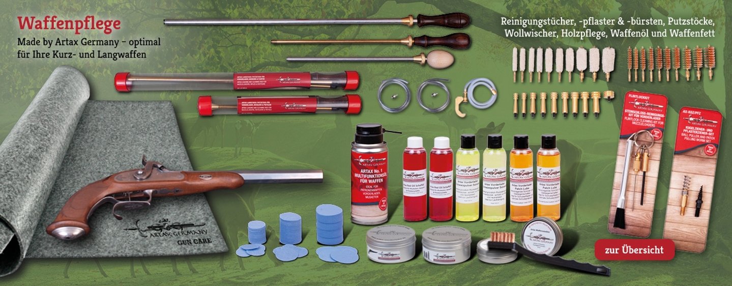 Waffenpflege und Zubehör für Vorderladerschützen – welche Produkte produziert ARTAX Vorderlader? ARTAX Waffenpflegeprodukte