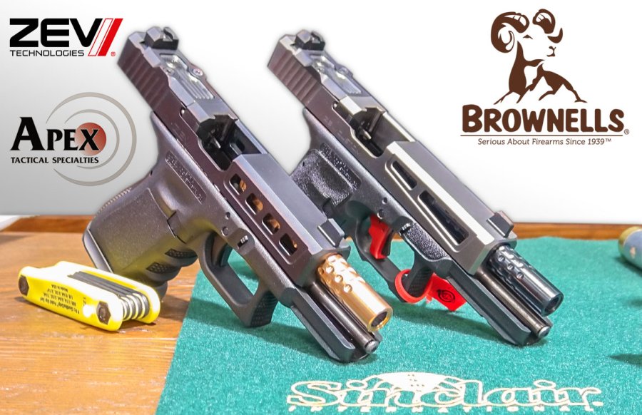 Brownells GLOCK Abzugstuning: So rüsten Sie Ihre Pistole auf Brownells GLOCK Abzugstuning Angebot mit zwei Pistolen und Markenlogos
