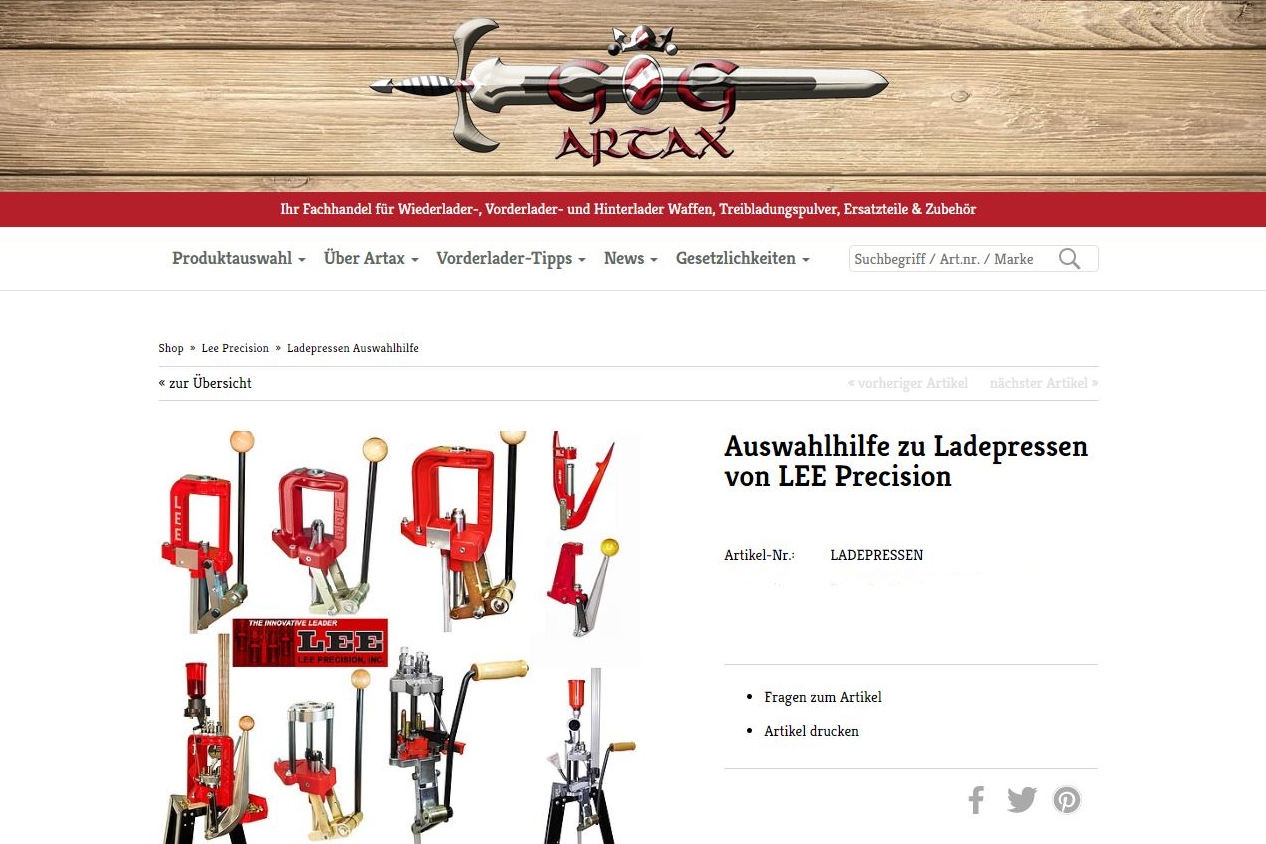 artax: Das können die LEE Precision Wiederladepressen vom Wiederladespezialisten ARTAX Vorderlader artax: Das können die LEE Precision Wiederladepressen vom Wiederladespezialisten ARTAX Vorderlader