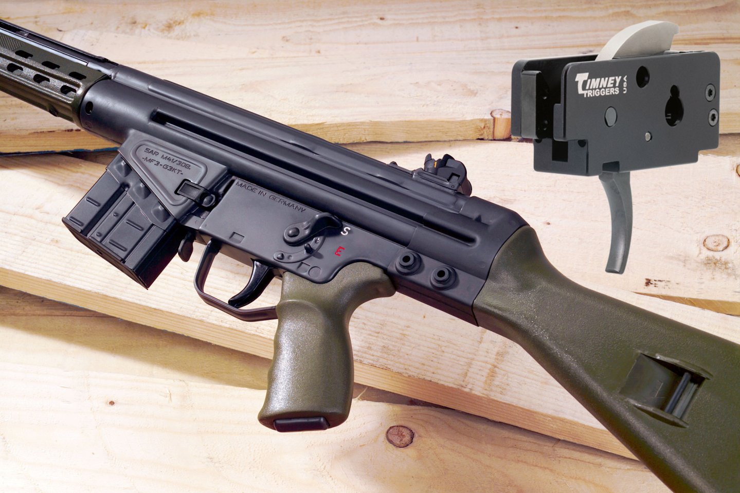 Exklusiv bei Ferkinghoff: Der neue Timney Trigger für MP5- und G3-Modelle bringt die zivilen Ableger dieser Klassiker in Sachen Abzug auf den neusten Stand Den neue HK MP5 Two-Stage Trigger von Timney Triggers gibt's bei Ferkinghoff International für gängige halbautomatische Klone von MP5 und G3.