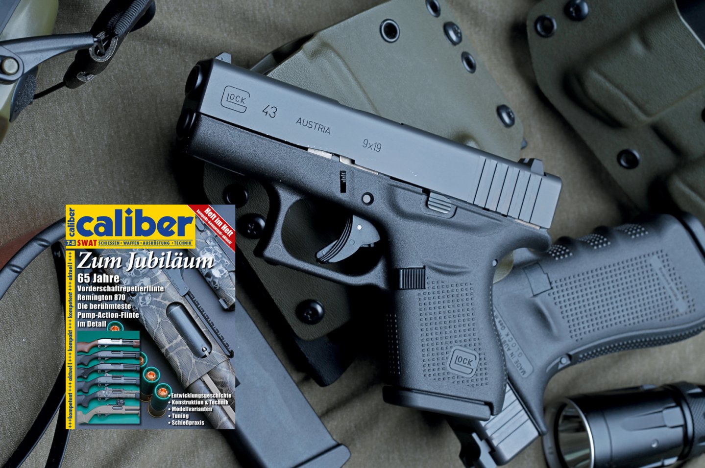 caliber 07+08/2015 - GLOCK G43 in 9 mm Luger und das Heft im Heft.