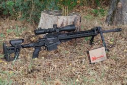 caliber 9/2017 Ritter & Stark SX-1 MTR auf Zweibein im Wald.