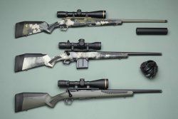 caliber 6/2021 Alle drei Savage Arms Impulse Modelle (von oben): Big Game in .300 Winchester Magnum, Predator in 6,5 Creedmoor und Hog Hunter in .308 Winchester.