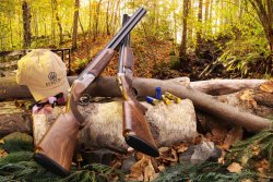VISIER 8/2019 Beretta Vittoria 691 (links) und Beretta Vittoria 693 auf einem Baumstamm