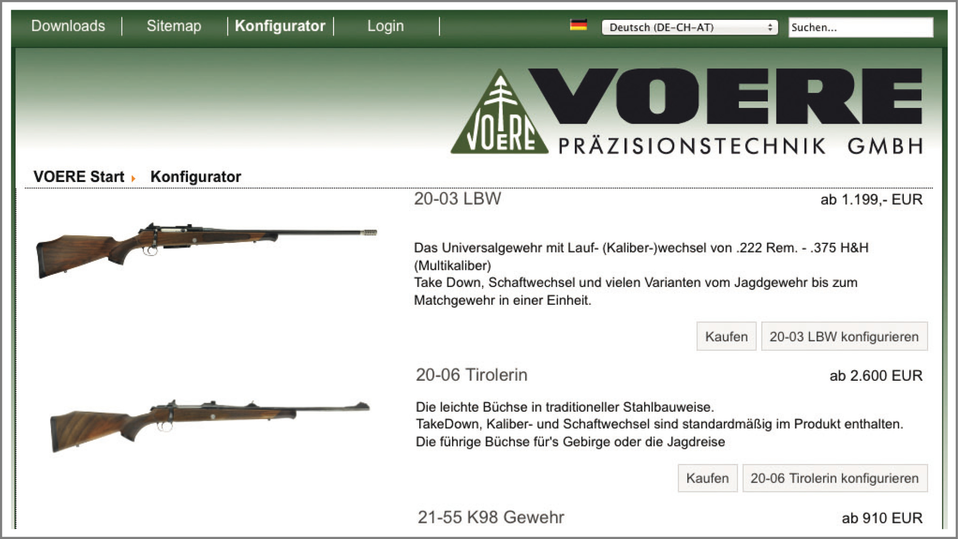 Voere-Konfigurator - Kaufberatung schnell und unkompliziert