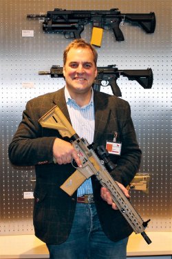 A visit to Heckler & Koch, the new HK437 assault rifle in .300 Blackout caliber for law enforcement and special forces Jan-Phillipp Weisswange at Heckler & Koch with the new G95k